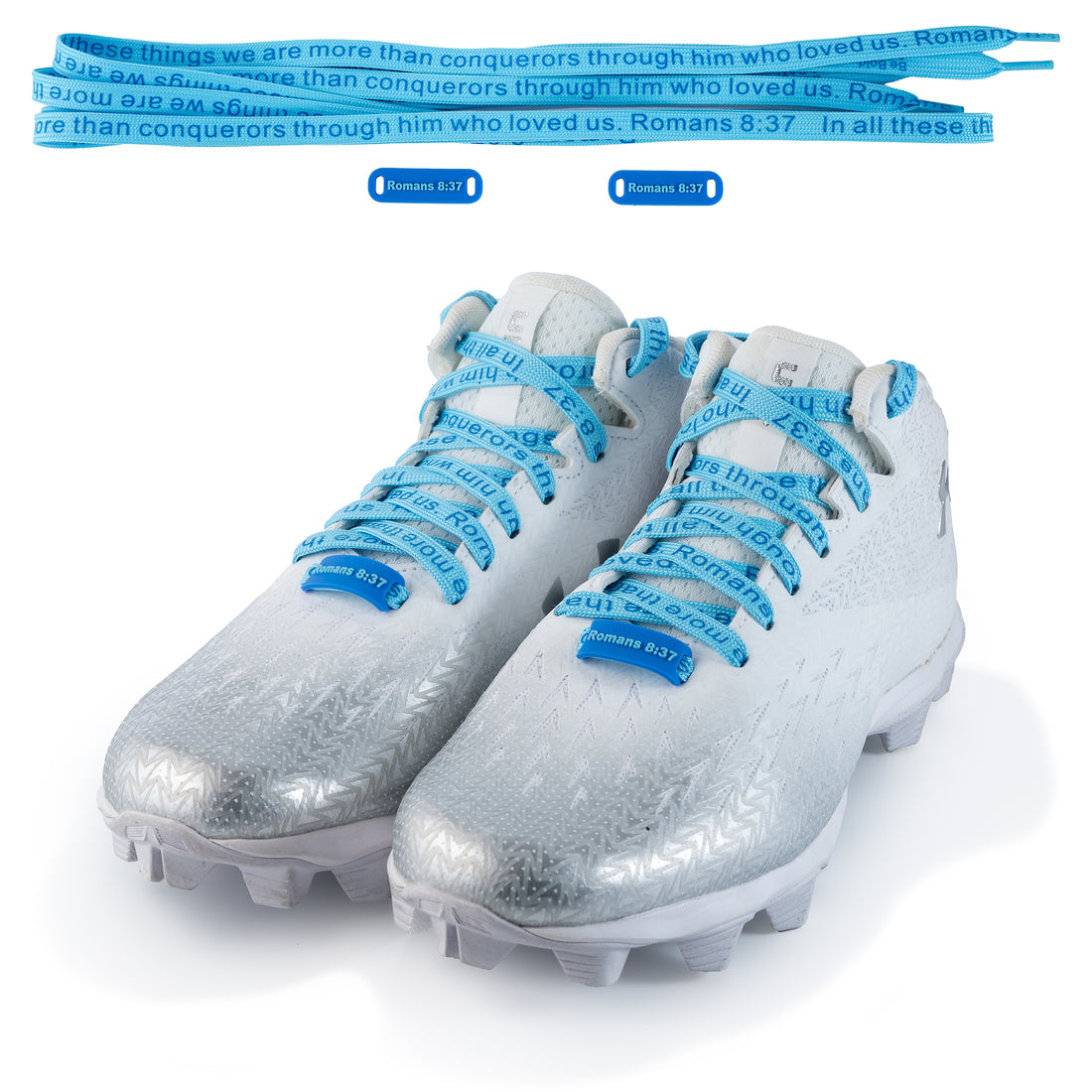 CHAMPION LACE - Blue Faith Inspired Scripture Shoelaces - BATL Laces for Shoes (137cm/54in for 6-7 eyelets)