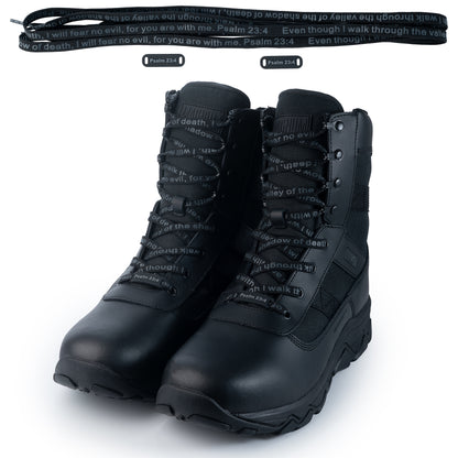 WARRIOR LACE - Black Faith Inspired Scripture Shoelaces - BATL Laces for Shoes (160cm/54in for 6-7 eyelets)